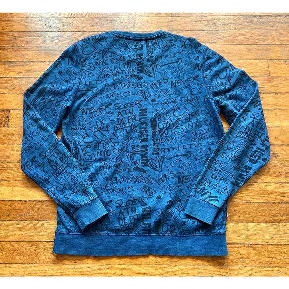 HILFIGER DENIM Blue New York Graffiti Sweatshirt Mens sz L - Picture 7 of 11